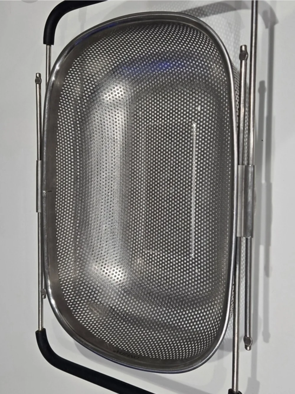 Stainless Steel Perforated Colander with Foldable Handles - Silver